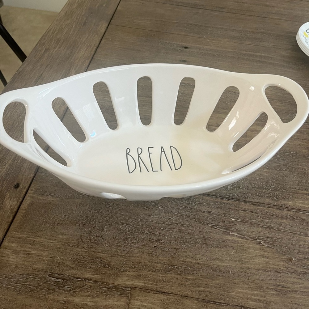 Rae Dunn White Ceramic Bread Basket